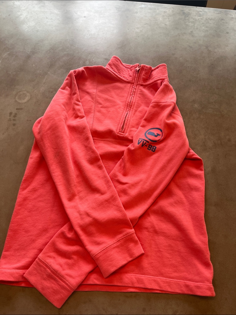 Vineyard Vines Kids Coral Half-Zip Pullover Sweatshirt